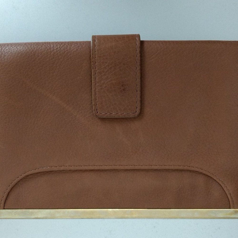 Audrey Brooke Tan Leather French Wallet